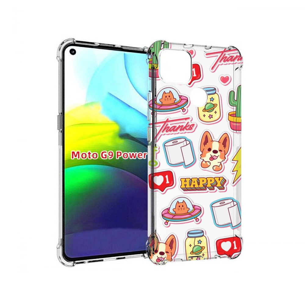 

Чехол MyPads милые-стикеры-корги для Motorola Moto G9 Power, Прозрачный, Tocco