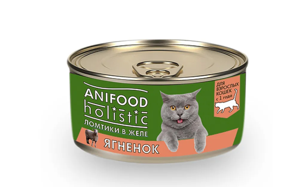 Консервы для кошек Anifood Holistic ломтики в желе с ягненком, 100г