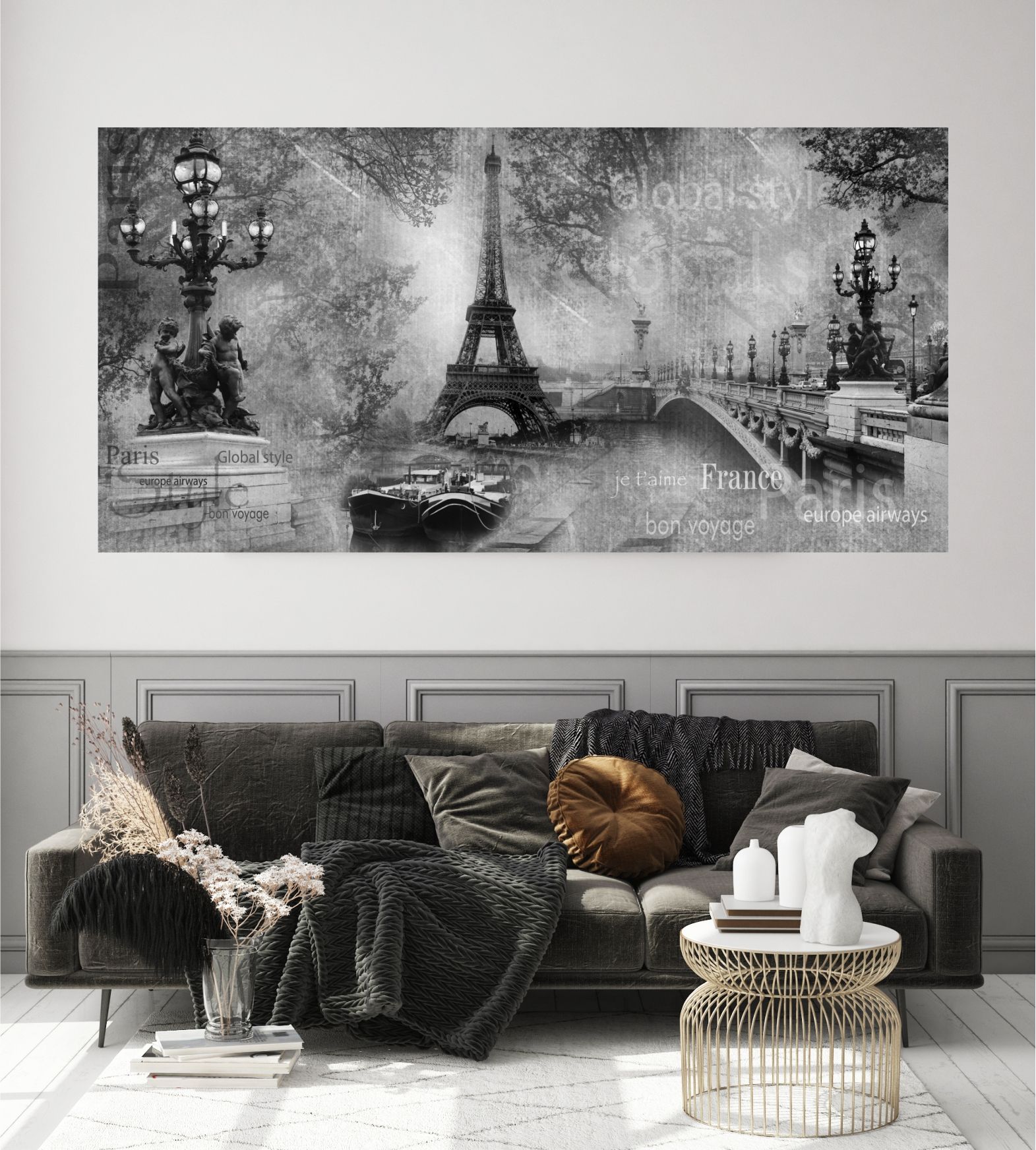 фото Фотообои dekor vinil париж в черно-белом цвете на стену 100х200 см