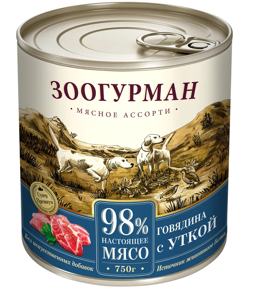 фото Влажный корм для собак зоогурман мясное ассорти с говядиной и уткой, 750 г