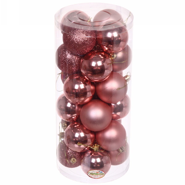 Шар на ель Серпантин Микс фактур 201-1386 24 шт. розовый