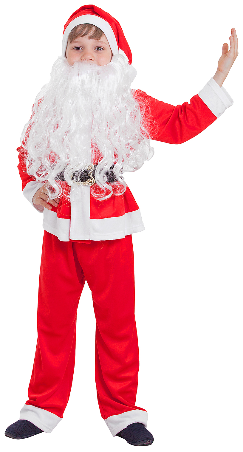 Детский карнавальный костюм Санта-Клаус, колпак, куртка, штаны, борода, р-р 30, 110-116 см