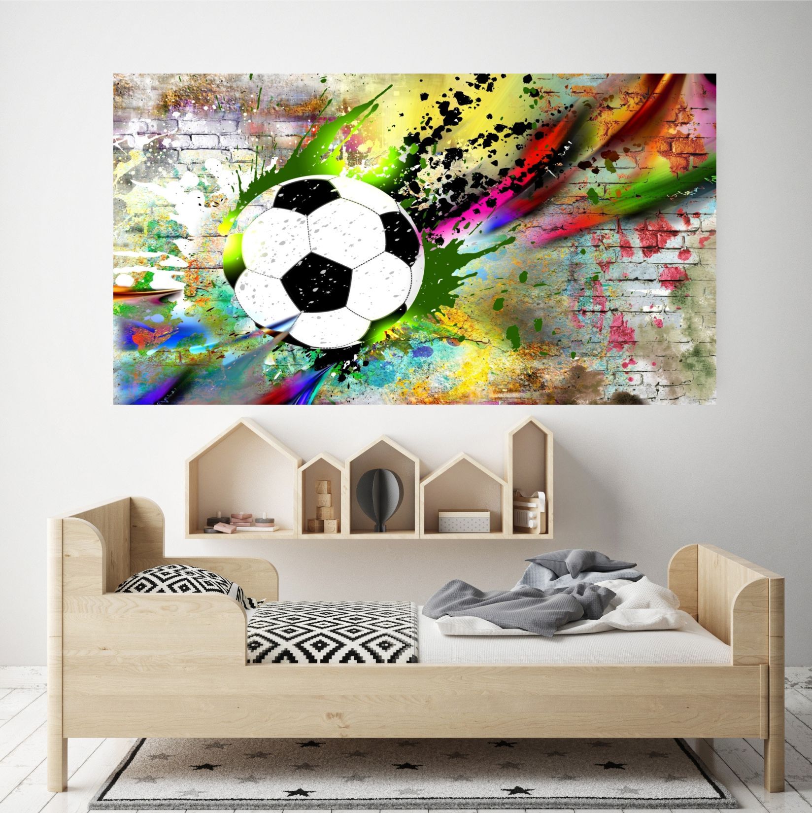 Фотообои Dekor Vinil Футбольный мяч на стене с граффити 120х200 см