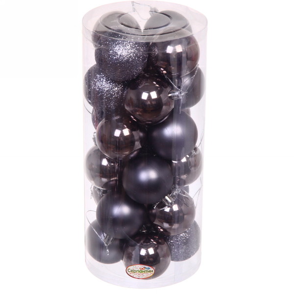 Шар на ель Серпантин Микс фактур 201-1388 24 шт. серый