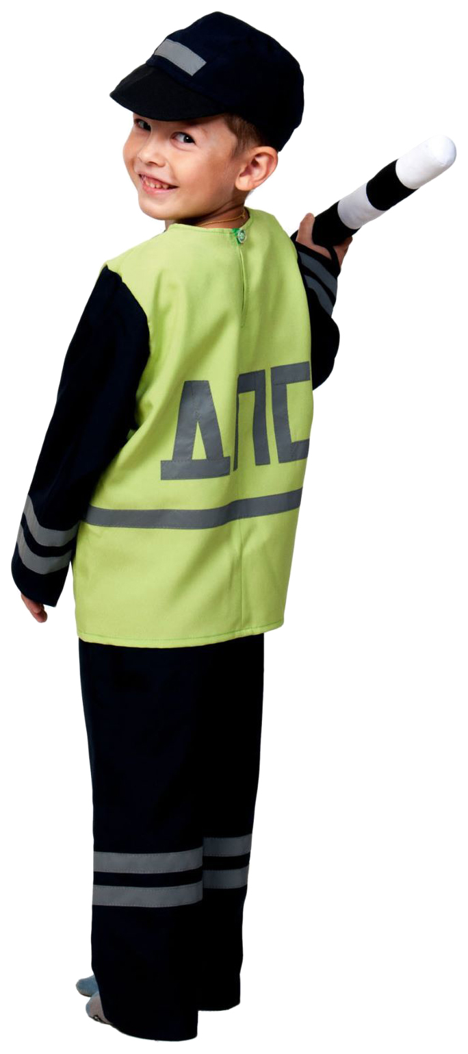 Карнавальный костюм Полицейский ДПС, куртка, брюки, кепка, жезл, р-р 30-32, 116-122 см