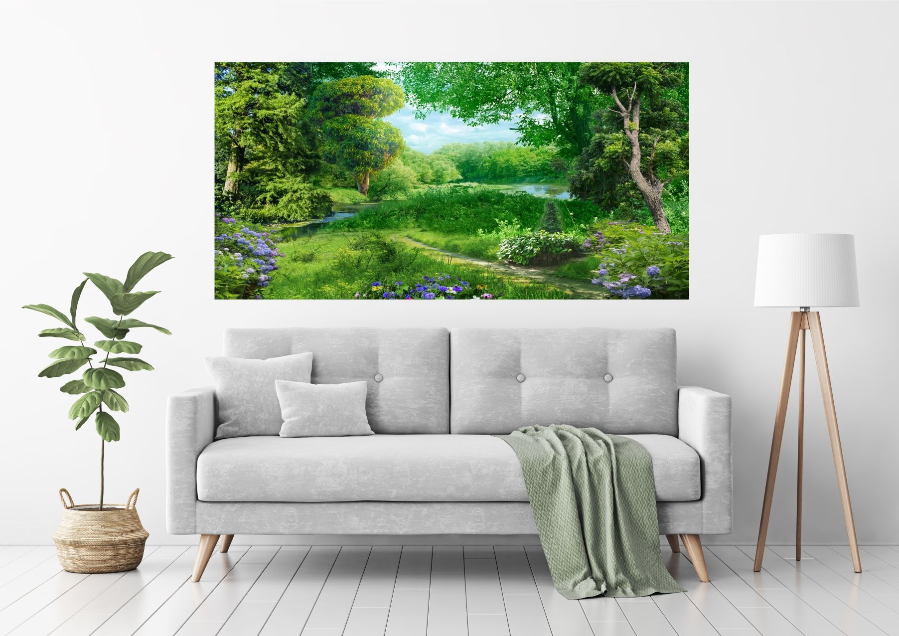 Фотообои Dekor Vinil с природой Летний лесной пейзаж 100х200 см высокая грядка 100х200 см цвет коричневый
