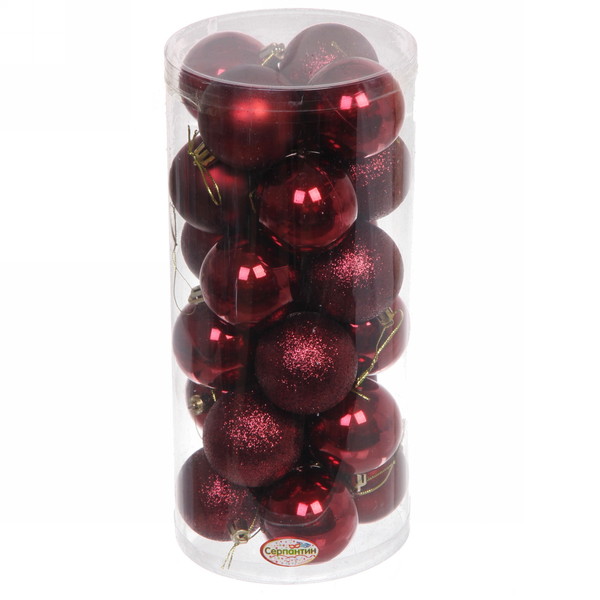 Шар на ель Серпантин Микс фактур 201-1693 24 шт. бордовый