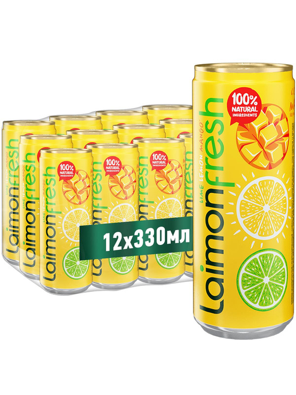 Газированный напиток Laimon Fresh Mango 0,33 л.х12 шт.