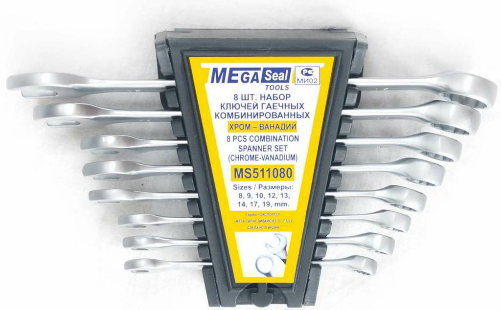 Ключи комбинированные, набор <<MEGASEAL MS511080>> 8шт,8-19мм,в кассете(8,9,10,12,13,14,17