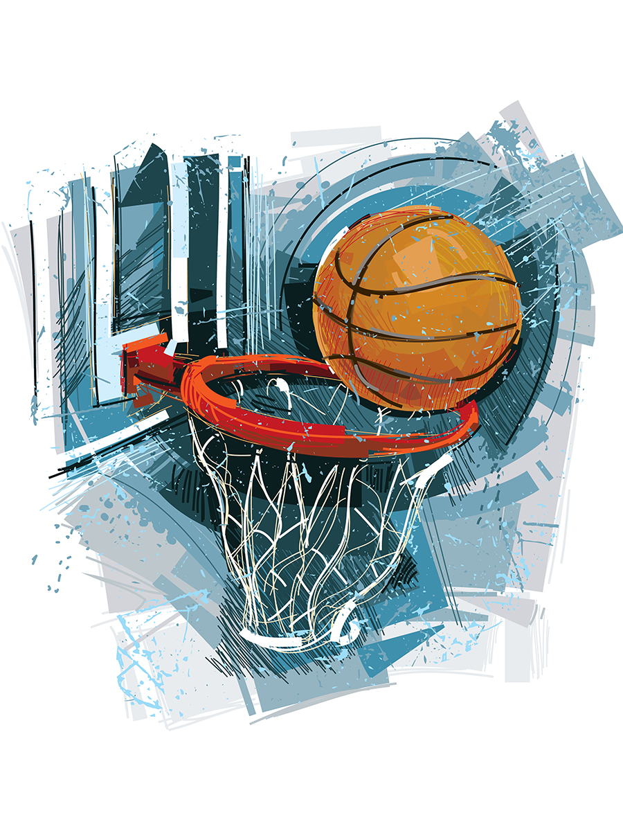 фото Картина интерьерная woozzee баскетбольная корзина с мячом