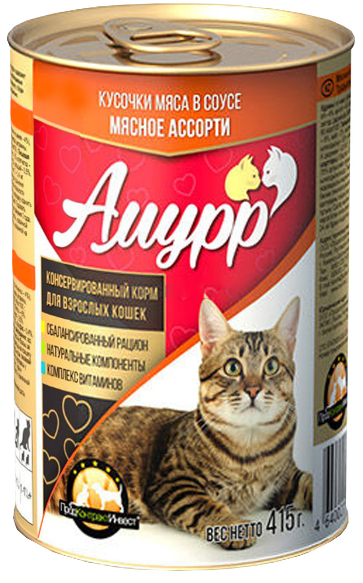 Консервы для кошек Амурр мясное ассорти, 415г