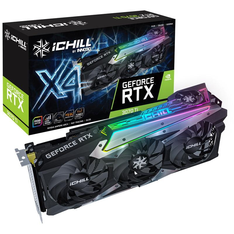 

Видеокарта Inno3D NVIDIA GeForce RTX 3070 Ti iCHILL X4 (C307T4-086XX-1820VA35), GeForce RTX 3070 Ti iCHILL X4