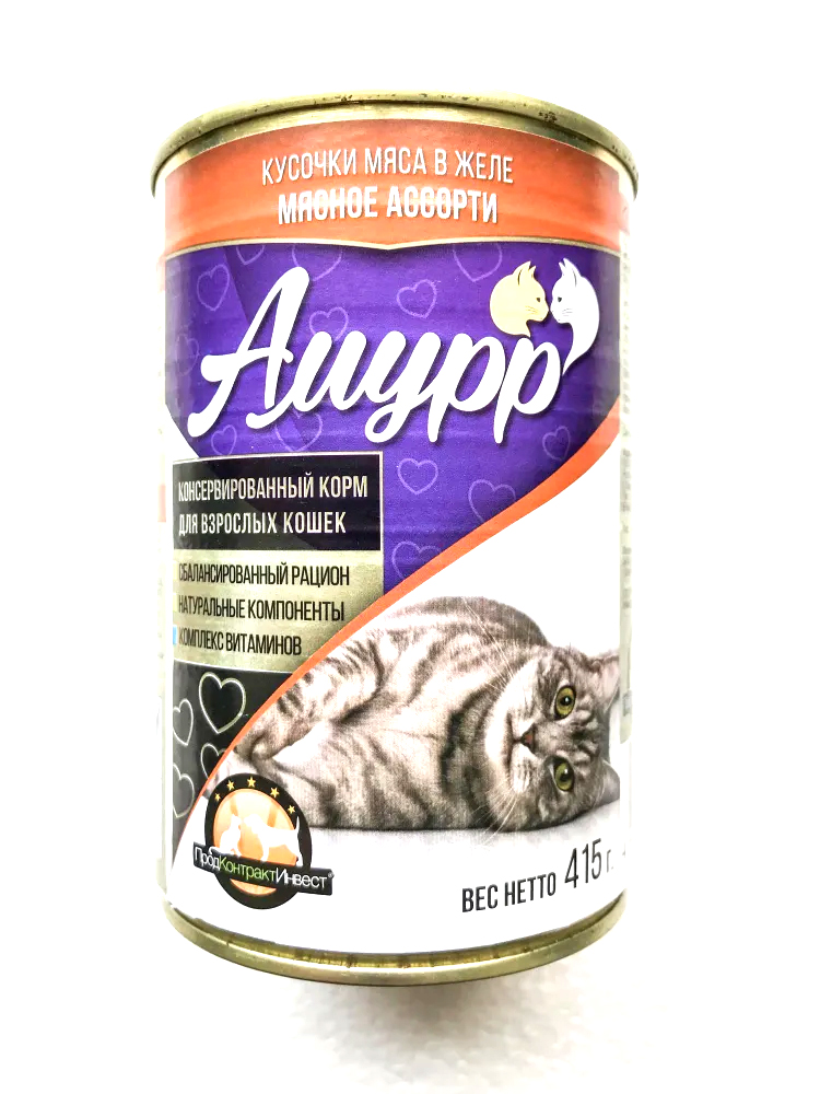Консервы для кошек Амурр мясное ассорти, 415г