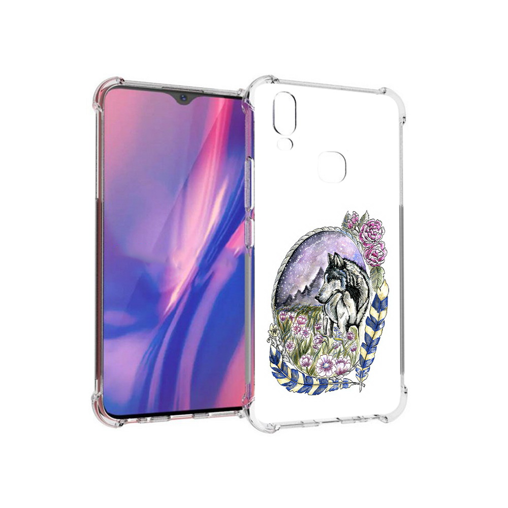 

Чехол MyPads Tocco для Vivo Y11 нарисованный волк в цветах с перьями (PT144890.422.509), Прозрачный, Tocco