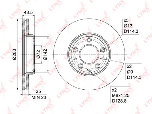 

Диск тормозной передний Mazda 6/6 Hatchback/6 Station Wagon 02>08 Lynx BN1072