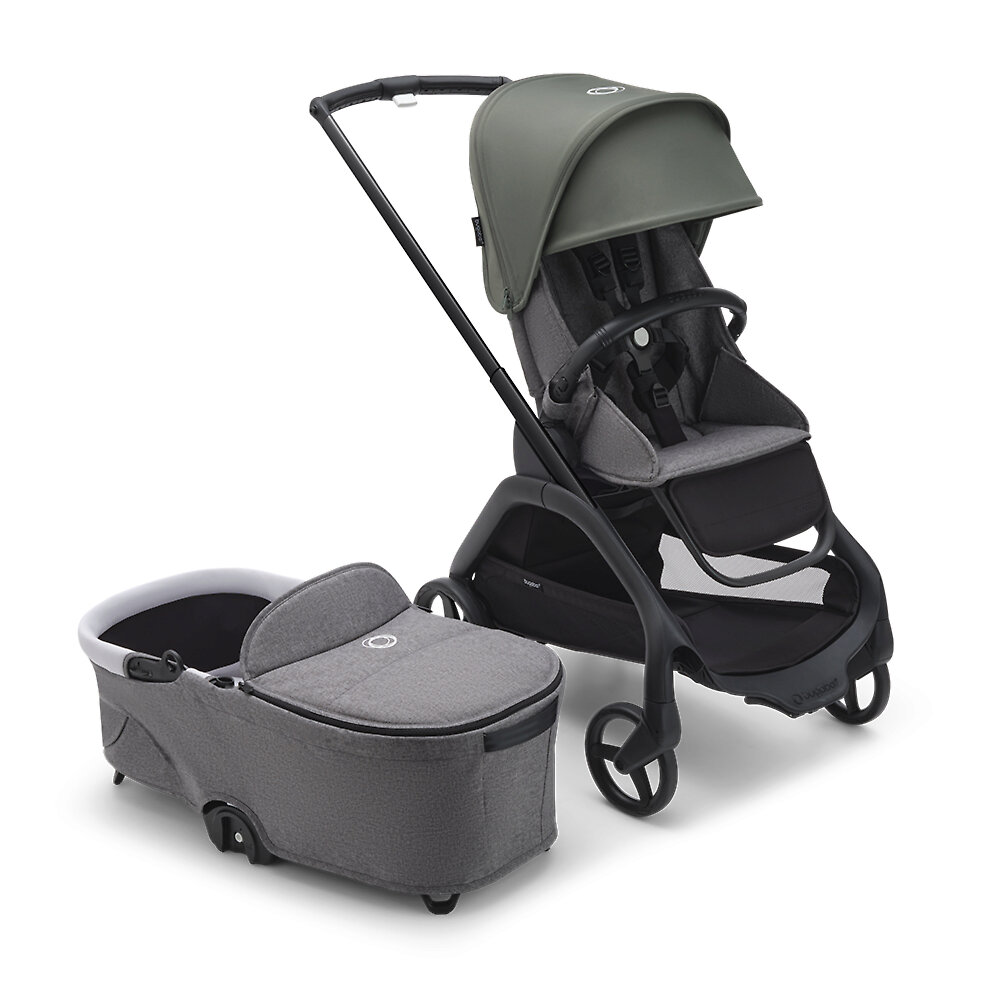 

Коляска 2в1 Bugaboo Dragonfly Black, цвет Grey Melange / Forest Green, Dragonfly Black