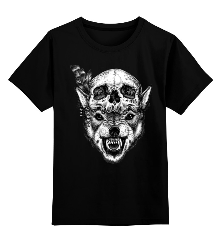 

Детская футболка классическая Printio Wolf & skull, р. 140, Черный, 0000000664722