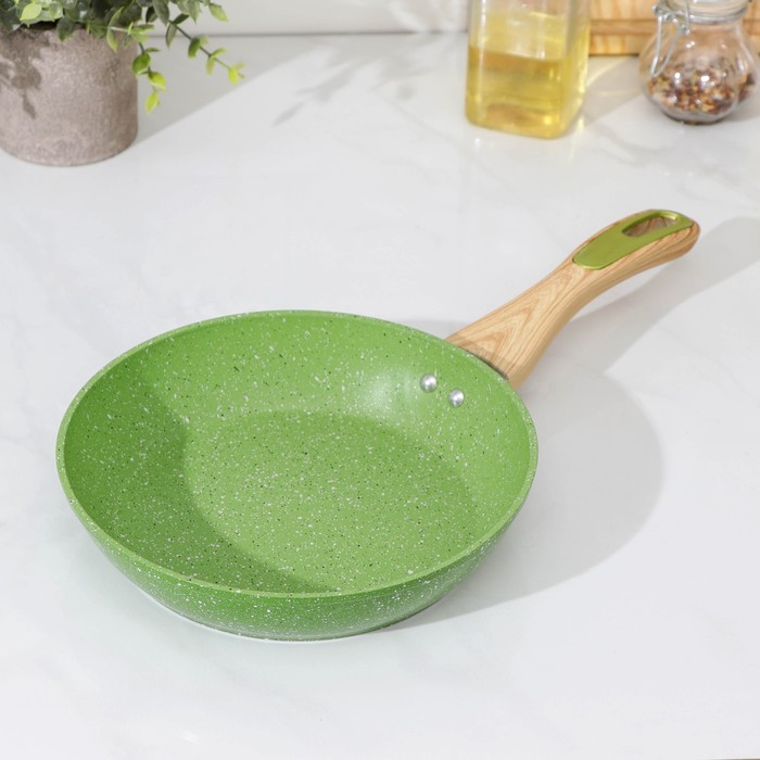 

СковородаGreen, d=20 см, пластиковая ручка, индукция, антипригарное покрытие, зелёный