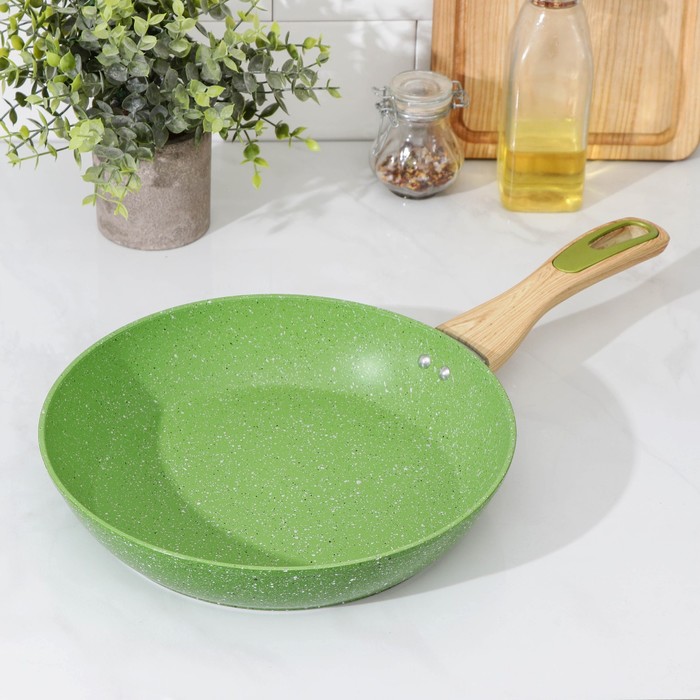 

СковородаGreen, d=26 см, пластиковая ручка, индукция, антипригарное покрытие, зелёный
