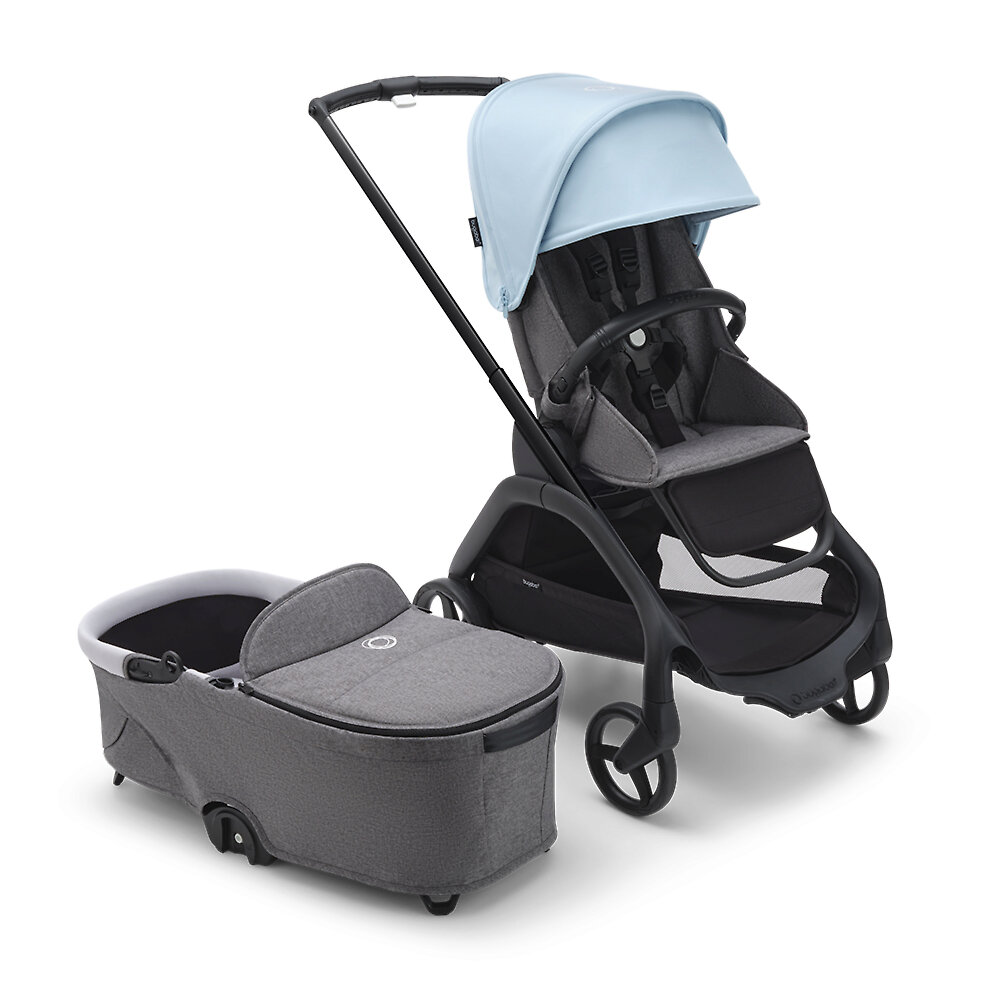 

Коляска 2в1 Bugaboo Dragonfly Black, цвет Grey Melange / Skyline Blue, Dragonfly Black