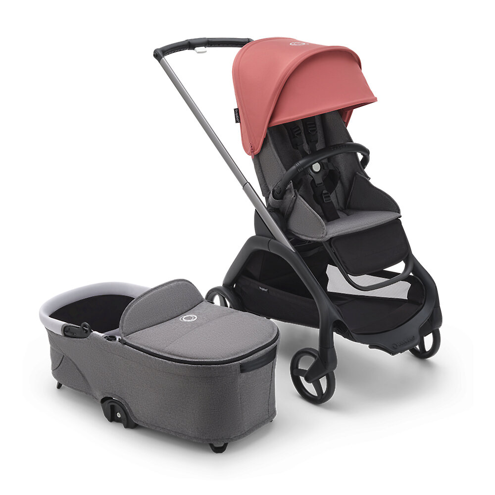 Коляска 2в1 Bugaboo Dragonfly Graphite, цвет Grey Melange / Sunrise Red