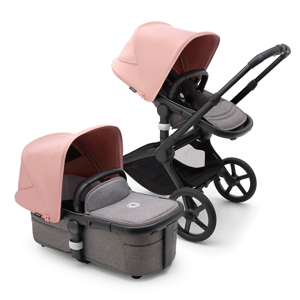 Коляска 2в1 Bugaboo Fox 5 Black, цвет Grey Melange / Morning Pink