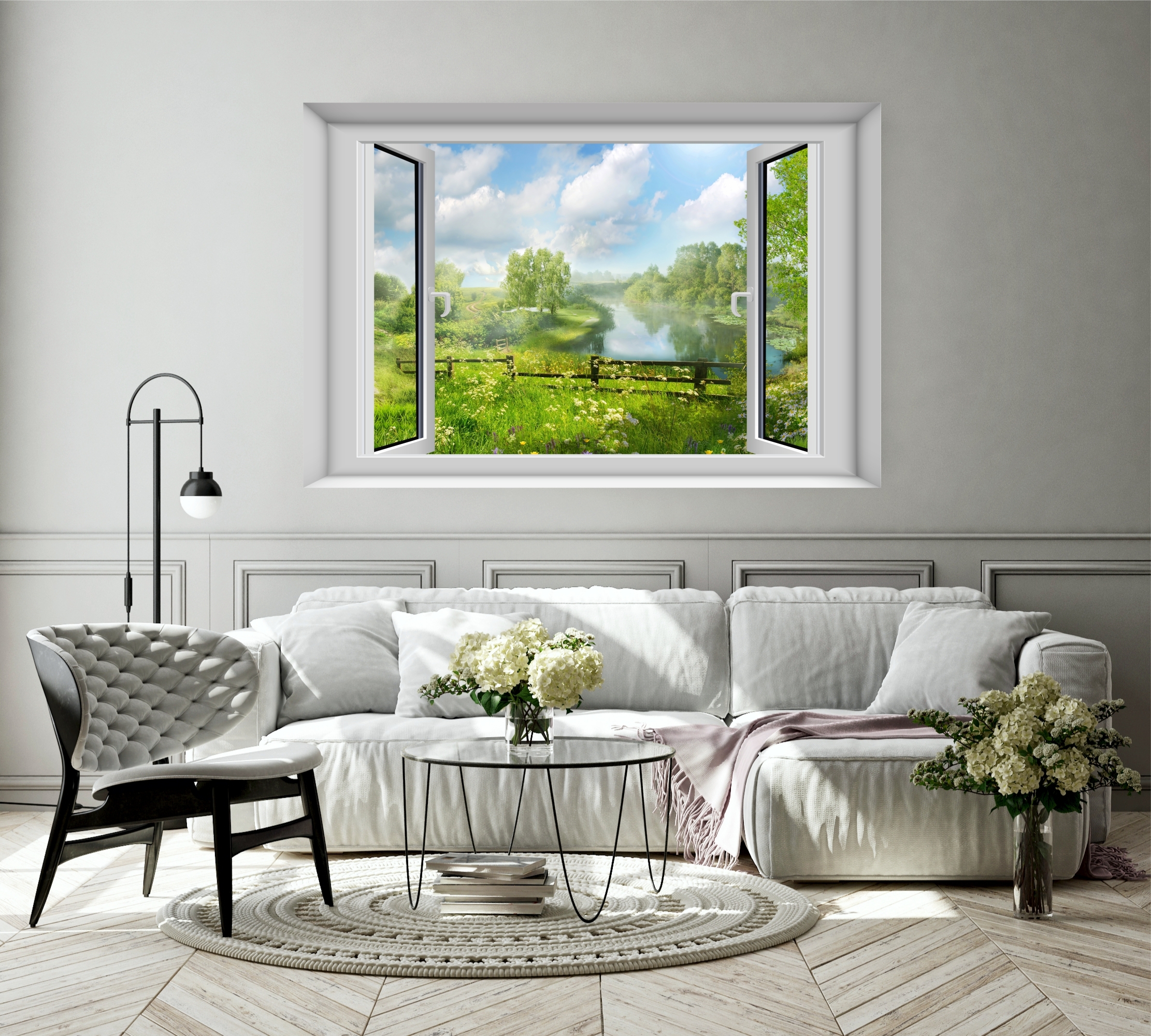фото Фотообои dekor vinil постер с природой "вид из окна "летний день" 100х150 см