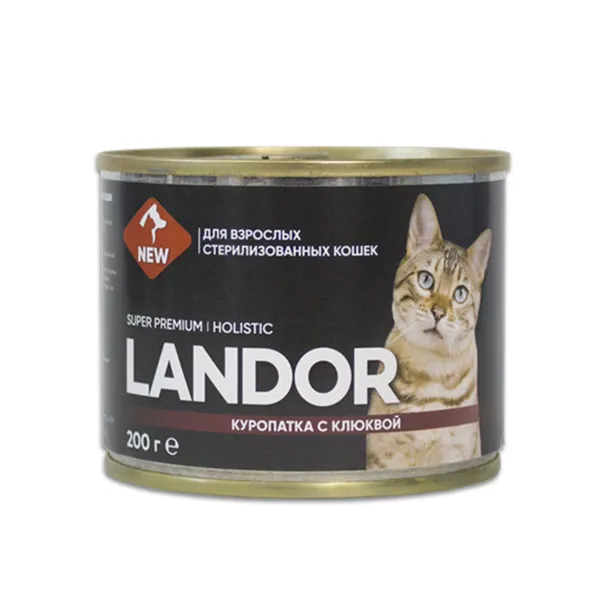 Консервы для кошек Landor куропатка и клюква, для стерилизованных, 200г