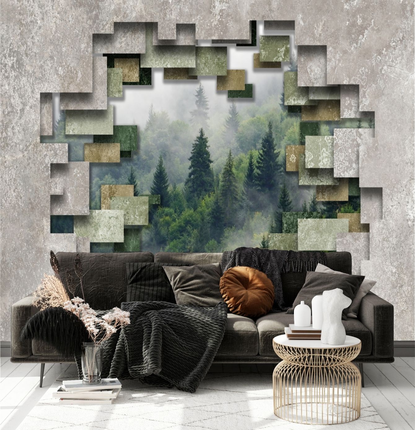 фото Фотообои dekor vinil с природой "3d лес в тумане" на стену 300х270 см