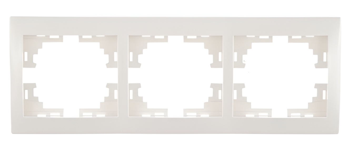 

Рамка для розеток и выключателей LEZARD Мира тройная горизонтальная белая, Белый