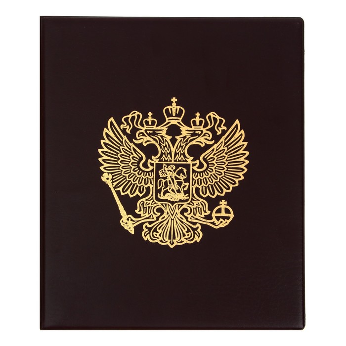 

Альбом для монет Calligrata Оптима Герб, на кольцах 230х265 мм, 20 л, ПВХ, коричневый