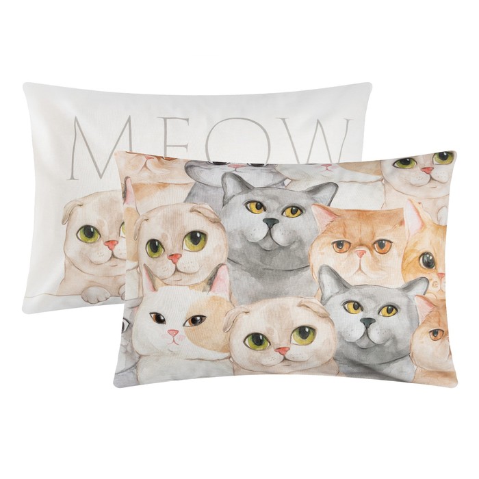 

Комплект наволочек "Этель" Meow 50х70 см - 2 шт, 100% хлопок, бязь, Разноцветный