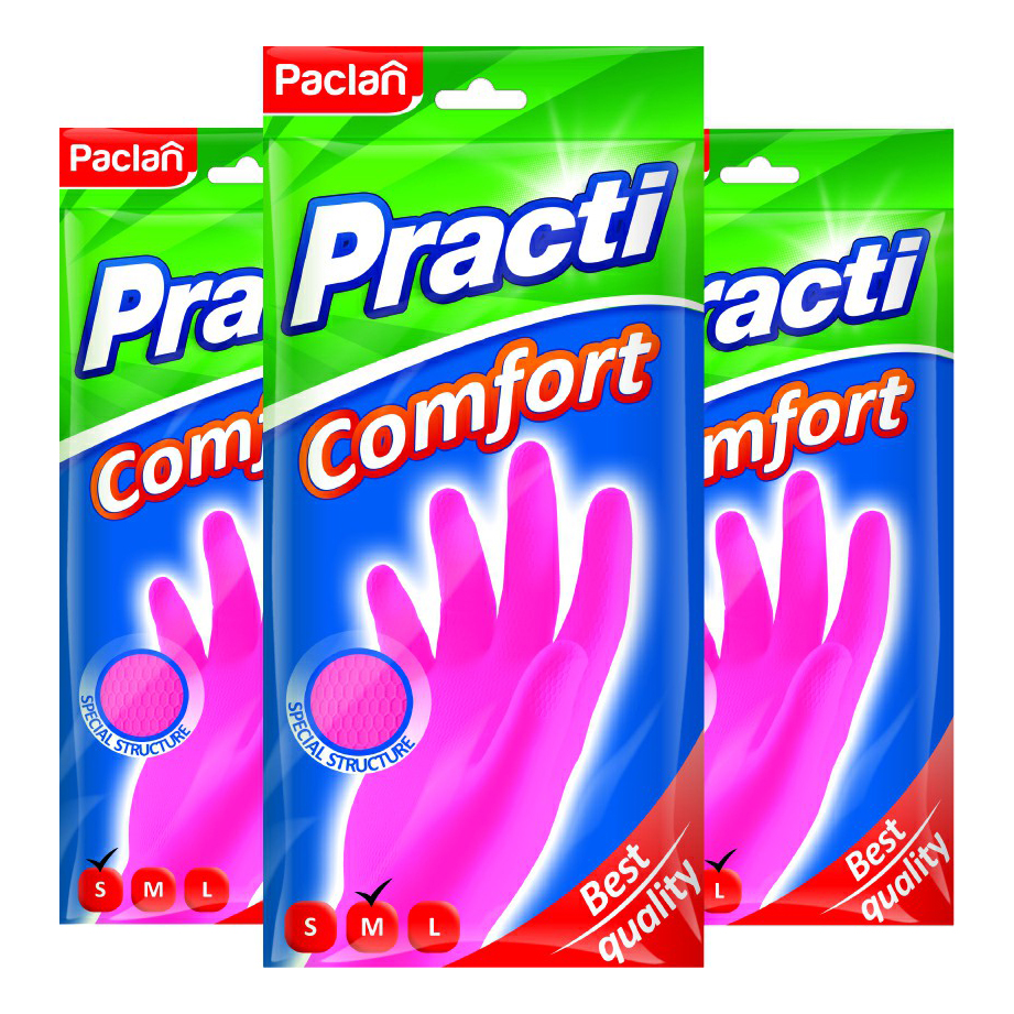 фото Перчатки хозяйственные paclan comfort розовые 1 пара в ассортименте