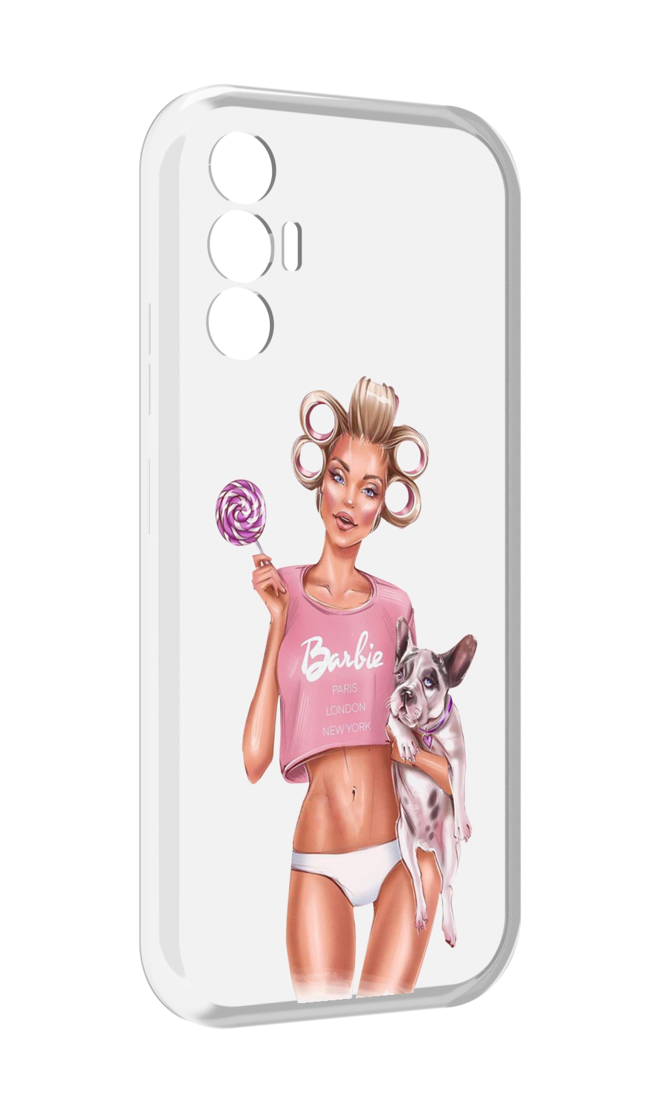 

Чехол MyPads Барби-с-собачкой женский для Tecno Pova 3, Прозрачный, Tocco