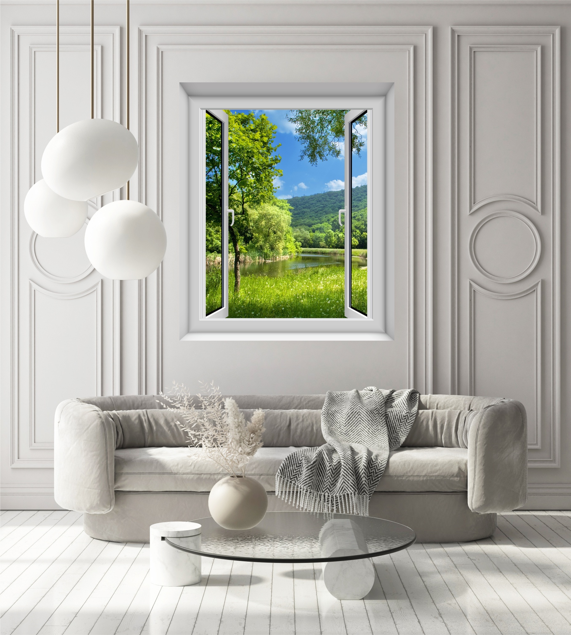 фото Фотообои dekor vinil с природой вид из окна летний пейзаж бесшовные 100х120 см