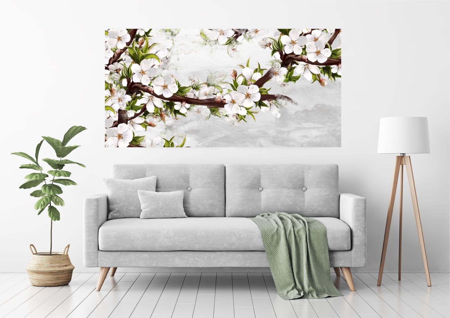 Фотообои Dekor Vinil Цветы яблони, акварель 100х200 см