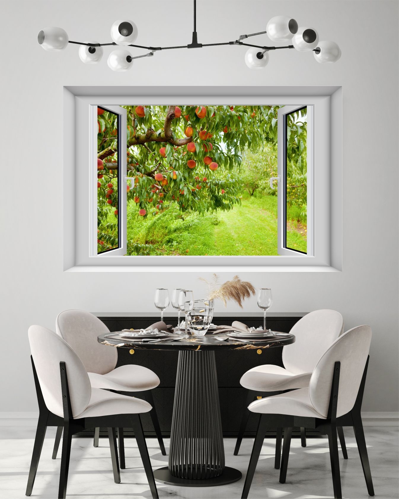 фото Фотообои dekor vinil вид из окна фруктовый сад бесшовные 100х150 см