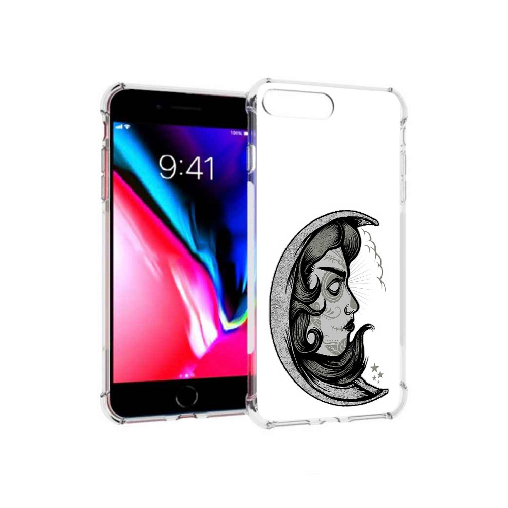 

Чехол MyPads Tocco для Apple iPhone 8 Plus черно белая луна с лицом (PT70866.609.680), Прозрачный, Tocco