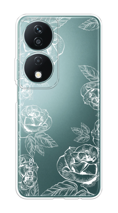 

Чехол на Honor X7B "Розы графика", Черный;серый, 6123350-1