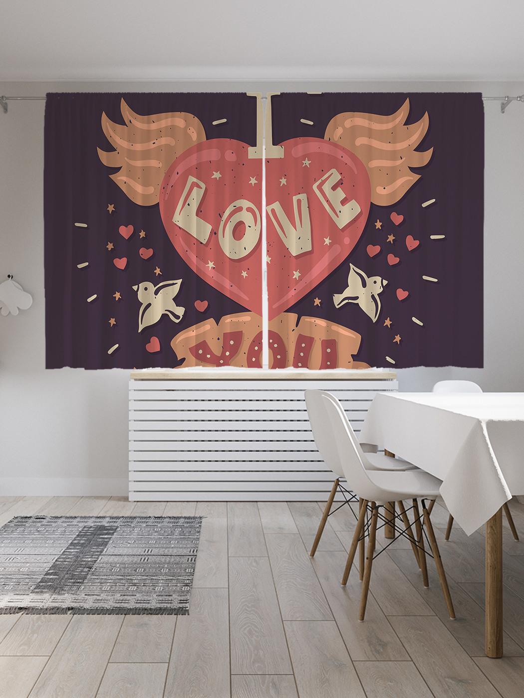 

Шторы JoyArty с фотопечатью "Любовь на крыльях" из сатена, 290х180 см, Любовь на крыльях