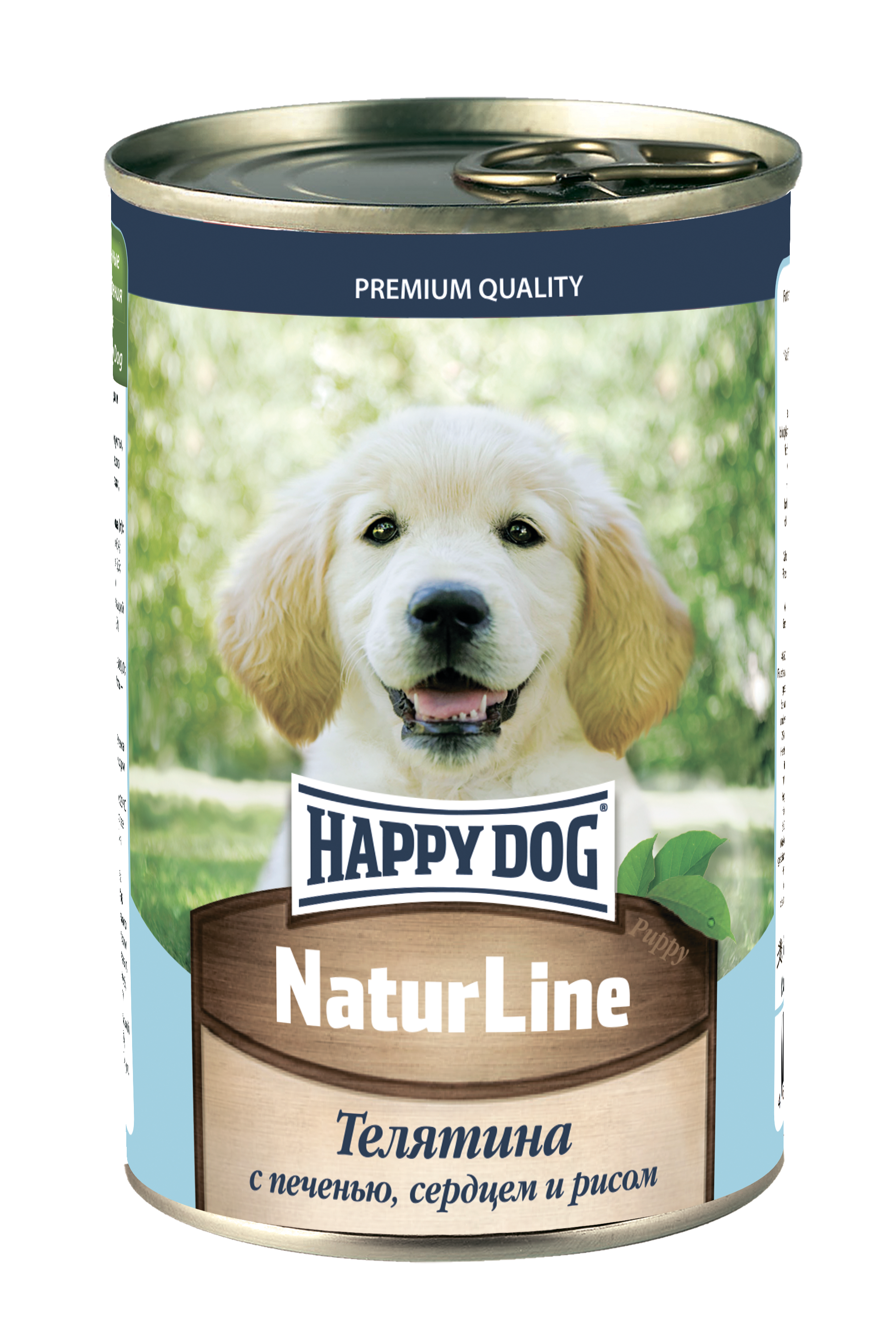 

Консервы для щенков Happy Dog, телятина с печенью, сердцем и рисом, 410г, Natur Line