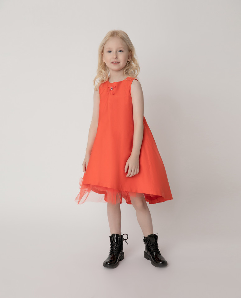 фото Платье нарядное оранжевое gulliver цв. оранжевый 128