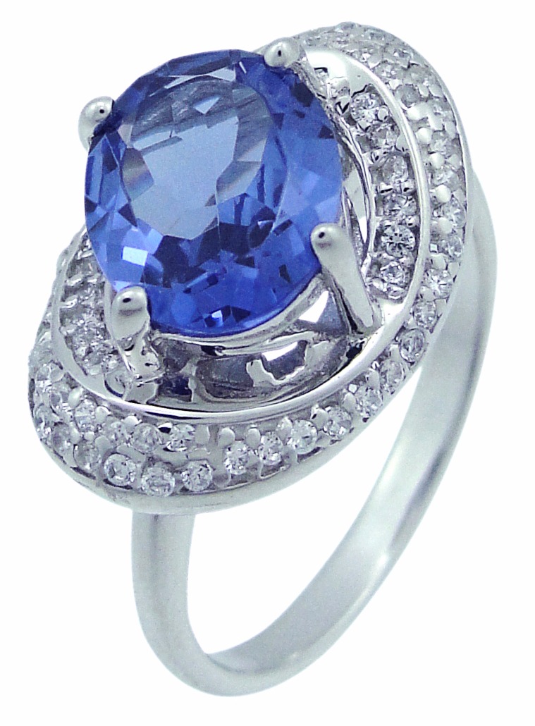 

Кольцо из серебра р. 17,5 Balex Jewellery 1405937309, танзанит искусственный\фианит, 1405937309