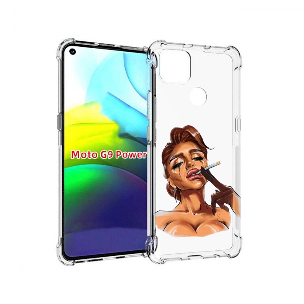 

Чехол MyPads плачущая-девушка-с-сигаретой женский для Motorola Moto G9 Power, Прозрачный, Tocco