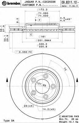 

Тормозной диск brembo передний окрашенный 326 мм 09B31111