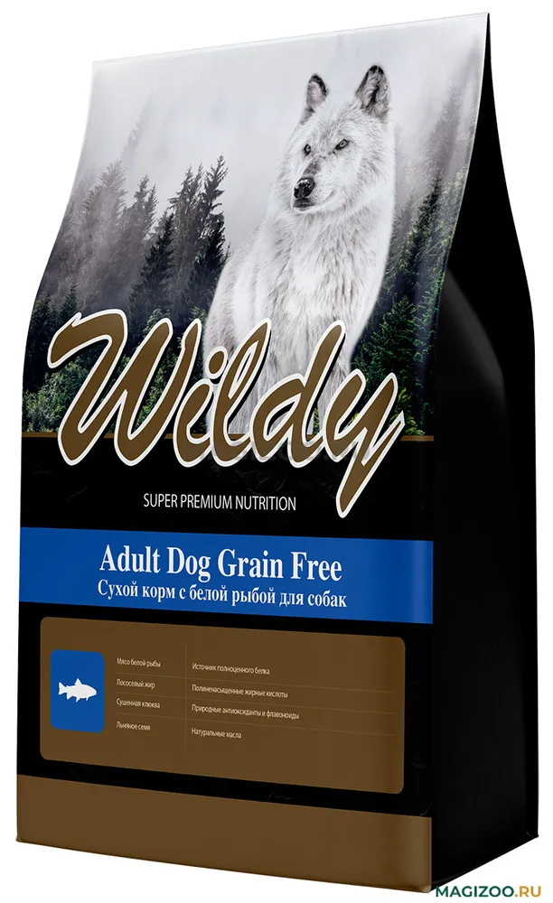 

Сухой корм для собак Wildy Adult Dog Grain Free белая рыба, 10шт по 1кг