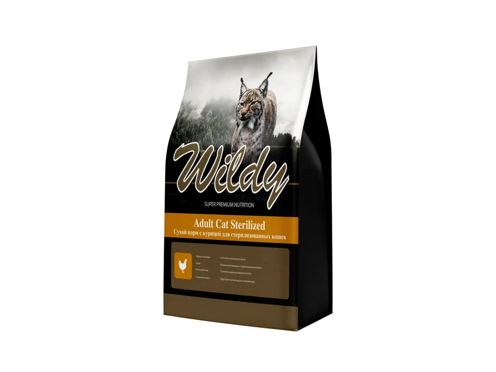 Сухой корм для кошек Wildy Adult Cat Sterilized курица, для стерилизованных, 1кг