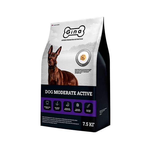 фото Сухой корм для взр. собак с умеренной активностью gina dog moderate active 7,5кг