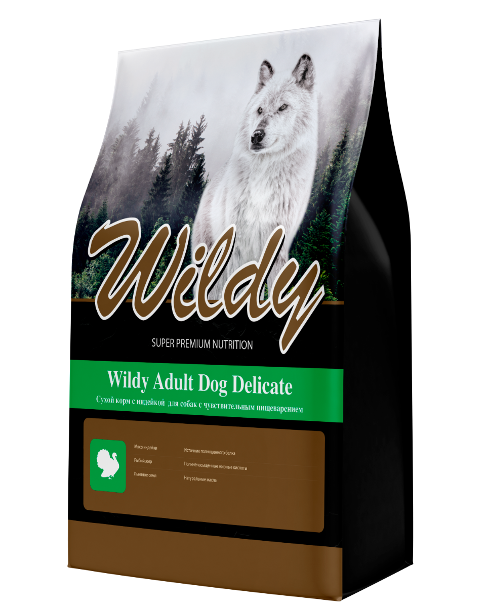 фото Сухой корм для собак wildy adult dog delicate индейка, с чувствительным пищеварением, 8кг вайлди