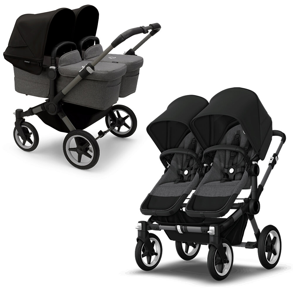 

Коляска для двойни 2в1 Bugaboo Donkey 5 Twin Graphite, цвет Grey Melange / Midnight Black, Donkey 5 Twin Graphite